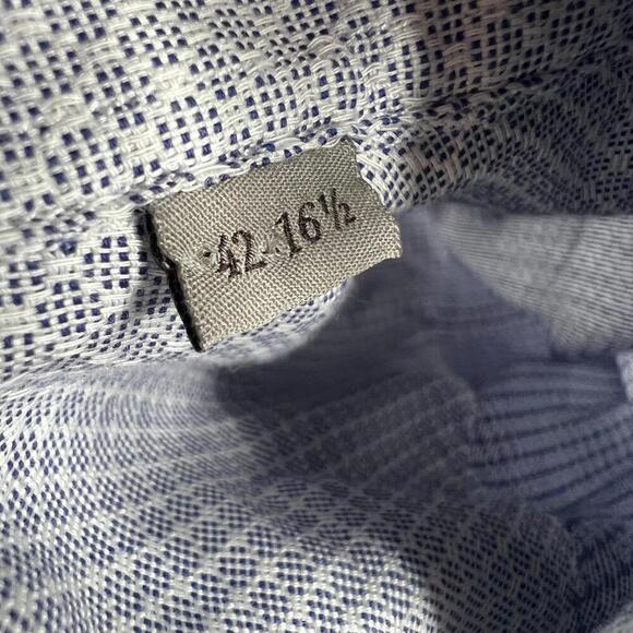 Canali Impeccabile Dress Shirt 16.5 42 Blue White Check 100% Cotton Italy Made - Picture 9 of 12